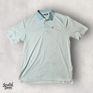 Southern Charm Men's Polo Shirt Mint Large Casual Striped Short Sleeve Top M02
